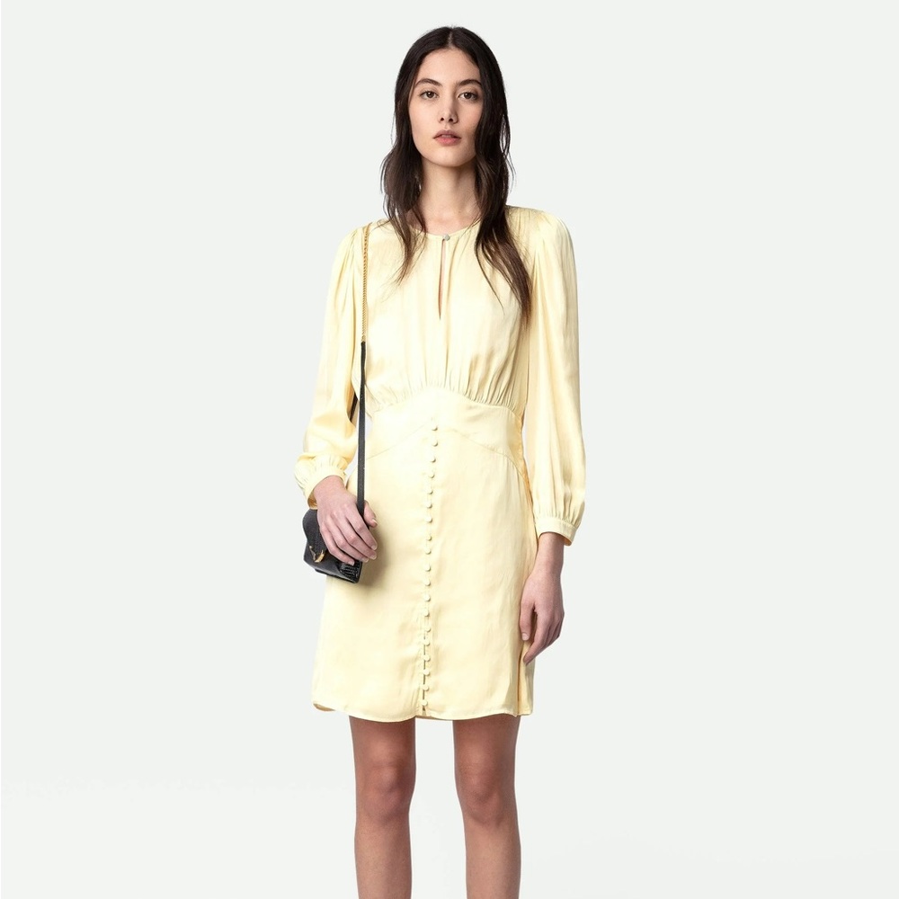 Zadig & Voltaire Yellow Rhodri Satin Dress Size Large Retail $578
